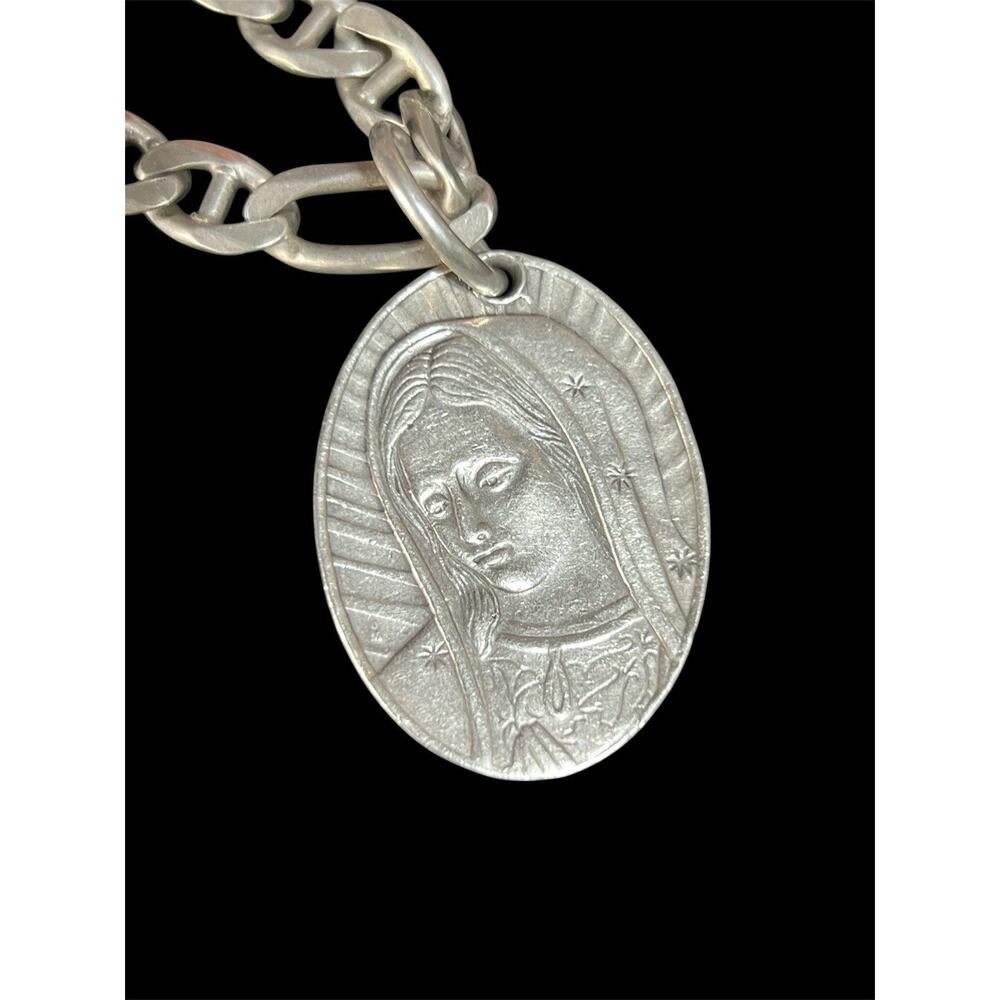 925 Sterling Silver Virgin Mary 25 In Necklace 76 G - Picture 3 of 6